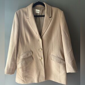 Viyella size L Wool/Cashmere Women's Tan Blazer/jacket, gold hardware Button